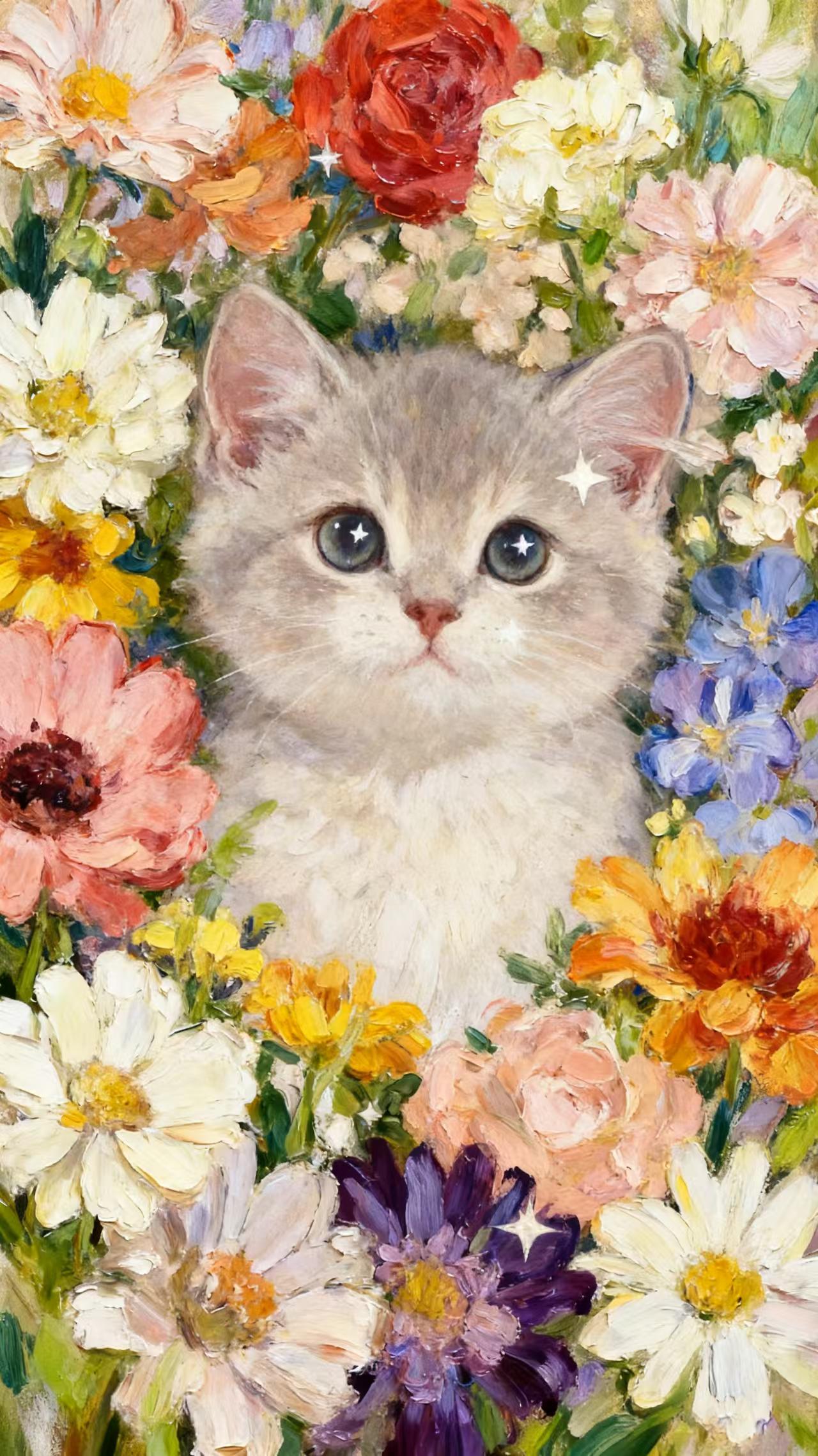 花丛油画