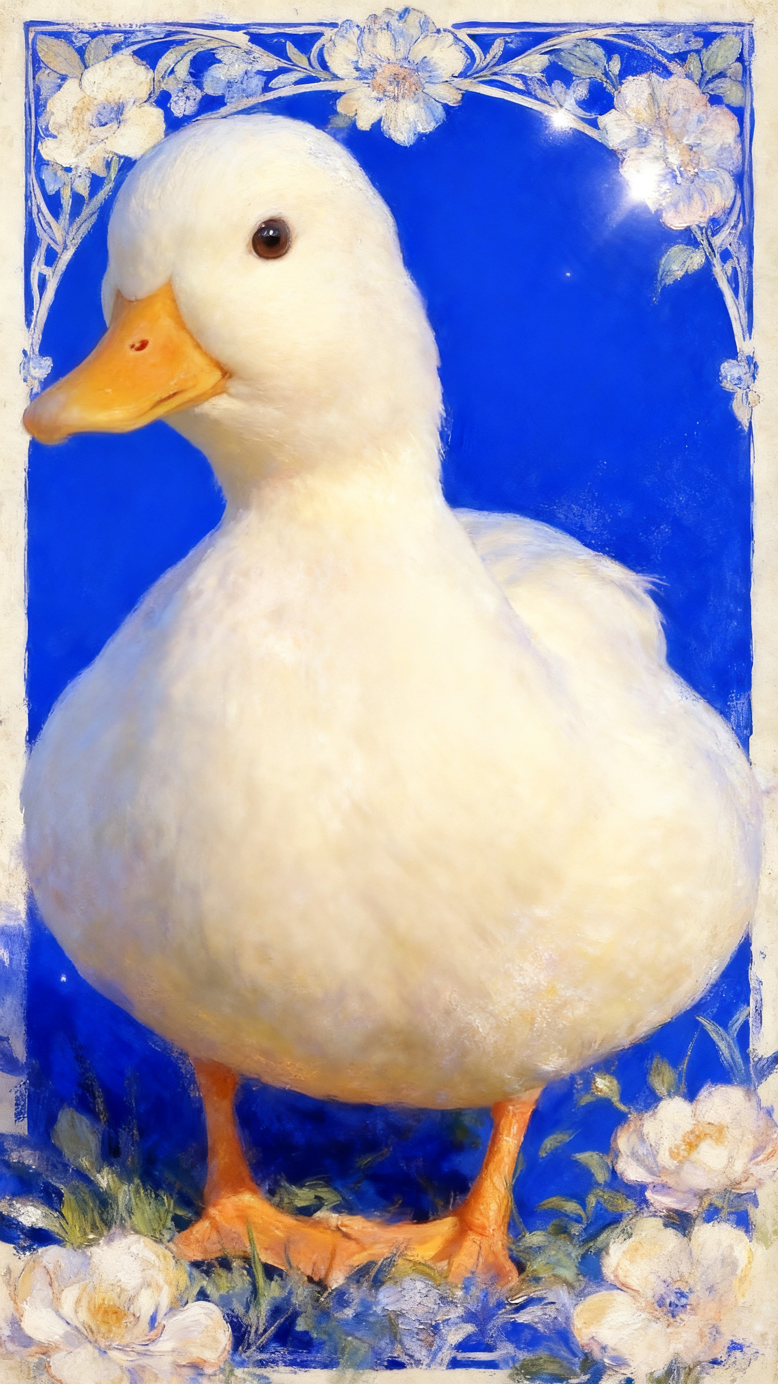 白鸭油画